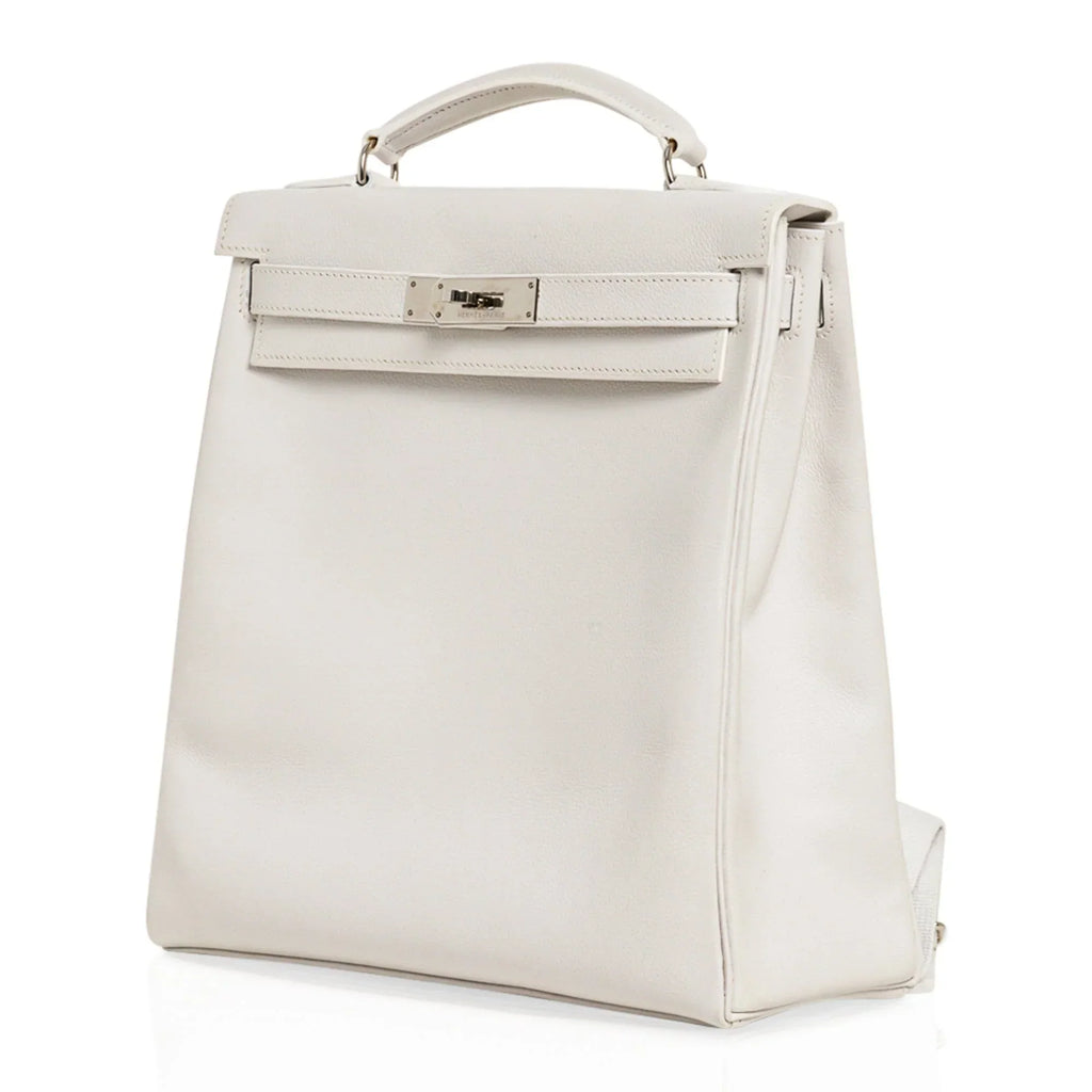Kelly Ado 28 Bag White Evergrain Palladium Hardware