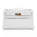 Kelly Pochette Clutch Bag Very Rare White Gold Hardware