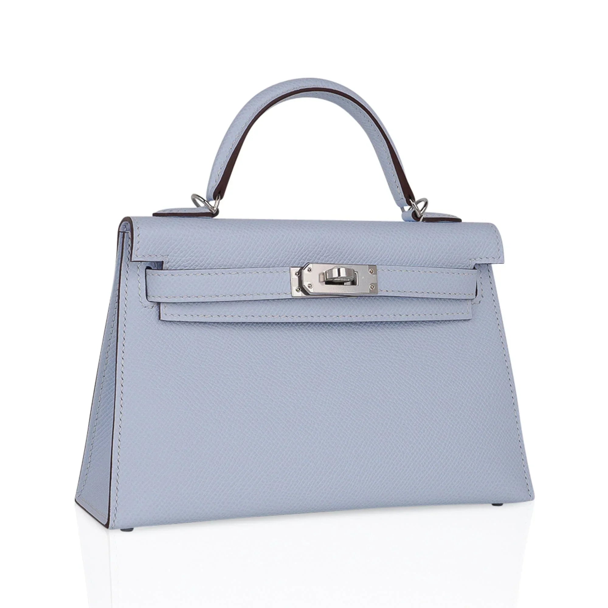 Kelly 20 Mini Sellier Bag Blue Brume Epsom Leather Gold Hardware