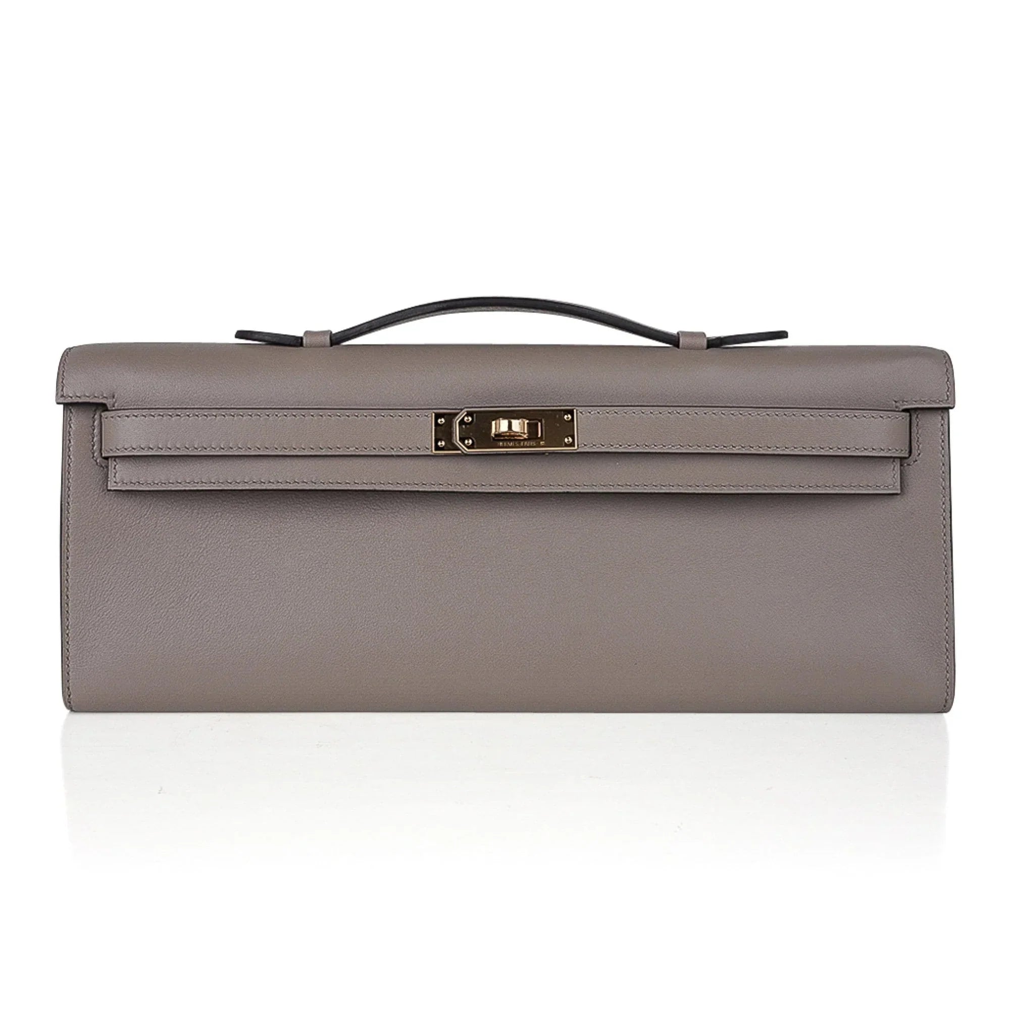 Kelly Cut Bag Gris Asphalte Gray Clutch Swift Gold Hardware