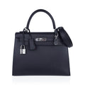 Verso Kelly Sellier 25 Bag Bleu de Minuit & Etrusque Veau Madame Leather with Palladium Hardware