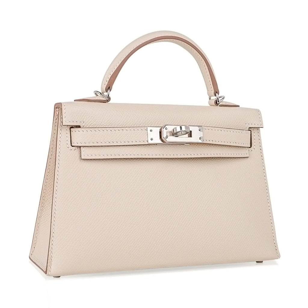 Kelly 20 Mini Sellier Bag Craie Epsom Leather Palladium Hardware New w/Box