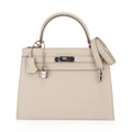 Kelly 28 Bag Sellier Craie Epsom Leather with Palladium Hardware