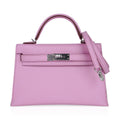 Mini Kelly 20 Bag Sellier Mauve Sylvestre Epsom with Palladium Hardware